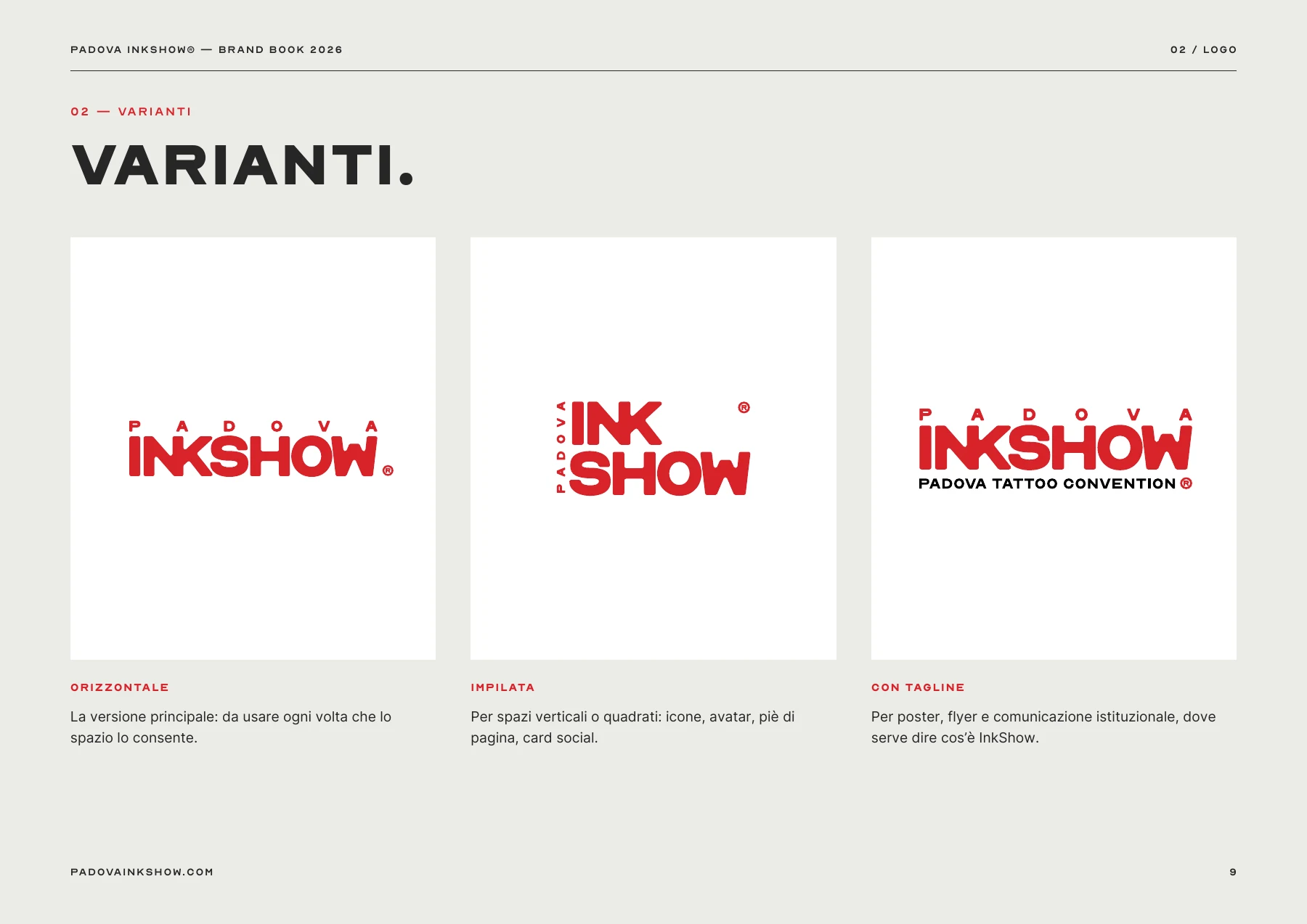 Padova InkShow brand book 2026 — page 9