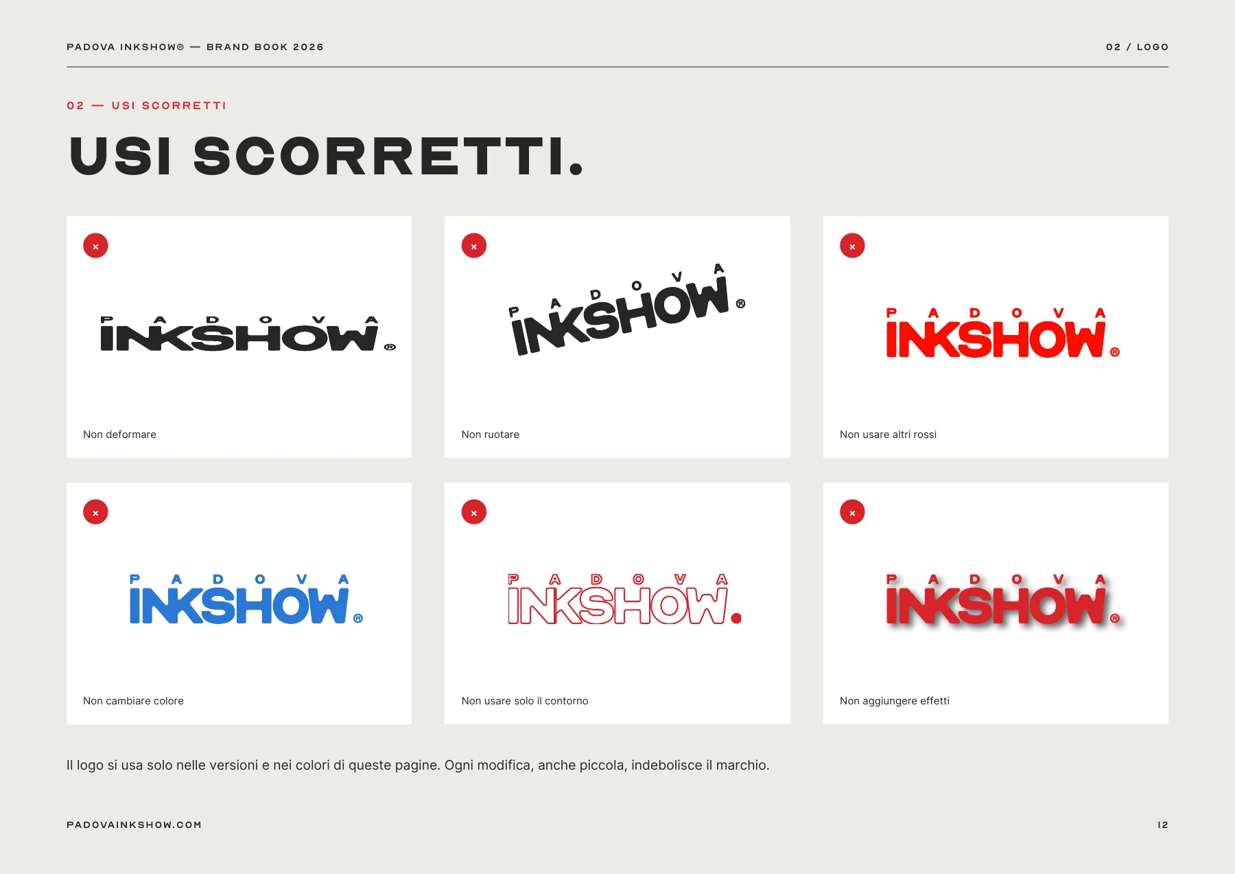 Padova InkShow brand book 2026 — page 12