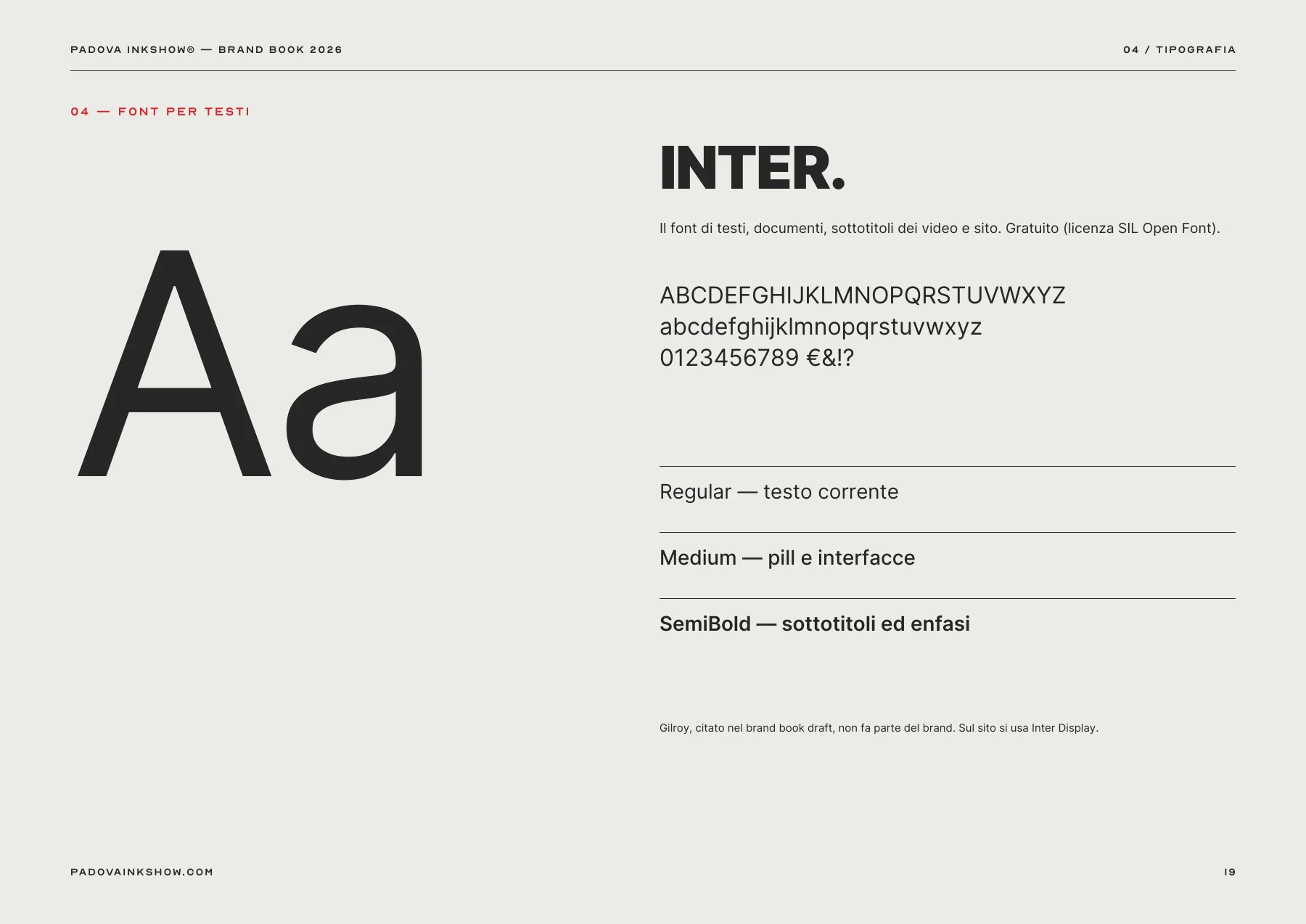 Padova InkShow brand book 2026 — page 19