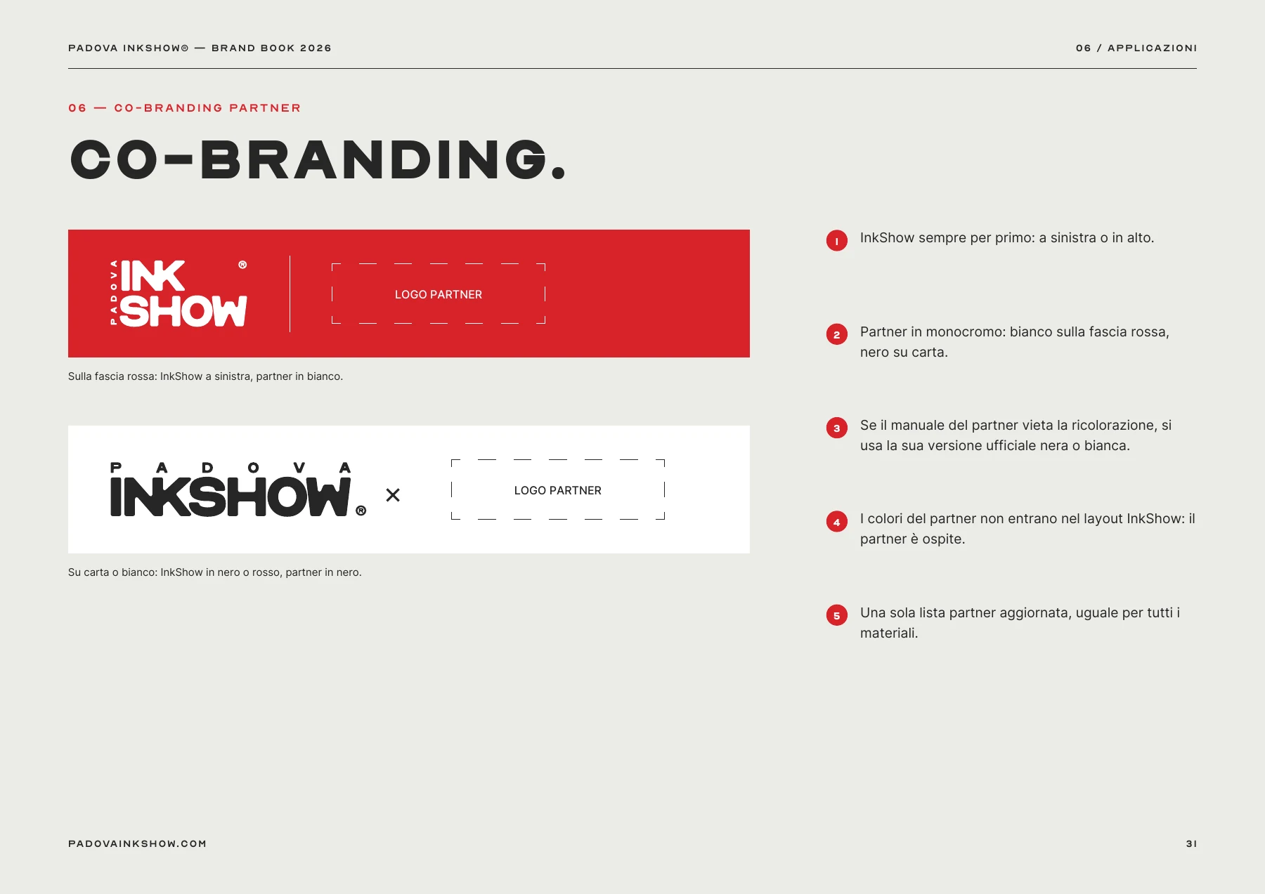 Padova InkShow brand book 2026 — page 31