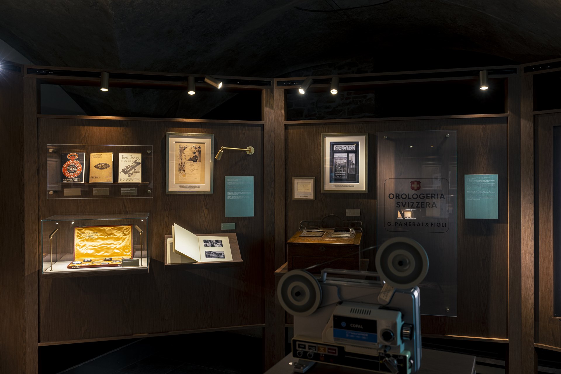 Historic Panerai documents and instruments displayed in the exhibition
