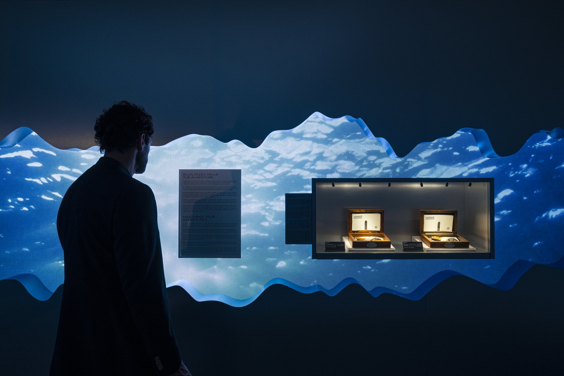 Adventure room with mountain landscapes and watch displays